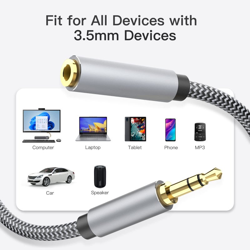 MORELECS 3.5mm Extension Cable 10ft, Aux Headphone Extension Cable Male to Female, 1/8 Inch TRS Stereo Audio Jack Extender for Car, Speaker, TV, PC (Audio Only, No Mic) - Image 5